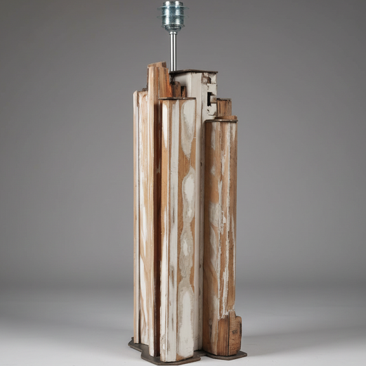 LÁMPARA ESCULTURA MADERA Y HIERRO